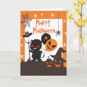 Kinder glücklich Halloween Orange Black Karte (Gelbe Blume)