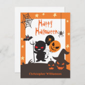 Kinder glücklich Halloween Orange Black Postcard Postkarte (Vorne/Hinten)