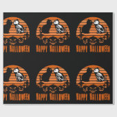 Kinder glücklich Halloween Skeleton Katze Retro So Geschenkpapier (Flach)
