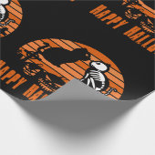 Kinder glücklich Halloween Skeleton Katze Retro So Geschenkpapier (Ecke)