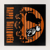 Kinder glücklich Halloween Skeleton Katze Retro So Puzzle (Horizontal)