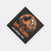 Kinder glücklich Halloween Skeleton Katze Retro So Serviette (Ecke)