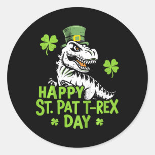 Kinder glücklich St Pat Trex Tag Dino St Patricks Runder Aufkleber