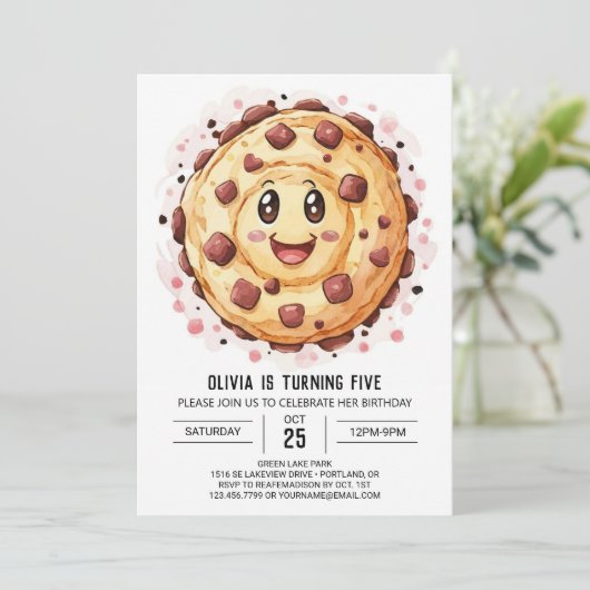 Kinder glücklich Whimsical Cookies Geburtstag Einladung (Stehend Vorderseite)