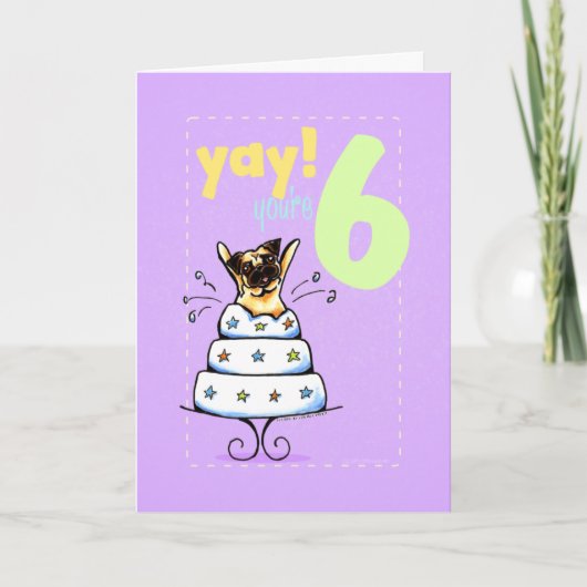 Kinder glücklich zum Geburtstag 6 Mops Karte (Vorderseite)