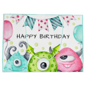 Kinder glücklich zum Geburtstag Niedliche Monster Große Geschenktüte (Rückseite)