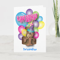 Kinder glücklich zum Geburtstag | Niedlicher Affe