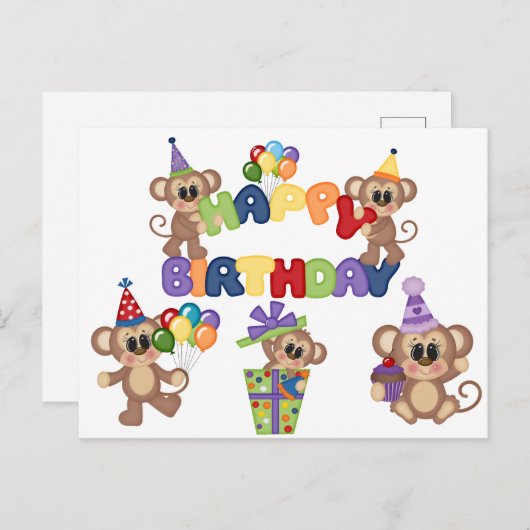 Kinder glücklich zum Geburtstag Postkarte (Vorne/Hinten)