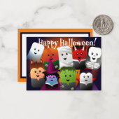 Kinder glückliche Halloween-Monster des Niedlichen Mitteilungskarte (Vorderseite/Rückseite Beispiel)