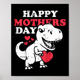 Kinder glückliche Mütter Tag Niedlich T Rex Dinosa Poster