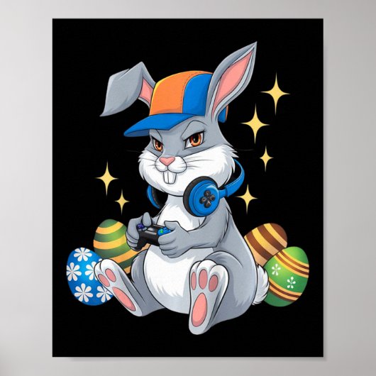 Kinder glücklicher Ostertag Videospiel Bunny Eier  Poster (Vorne)