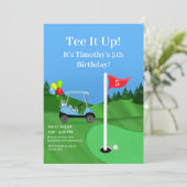 Kinder Golf Cart auf Kurs Geburtstag Einladung (Stehend Vorderseite)