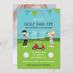Kinder Golf Thema Geburtstagsparty Foto Einladung