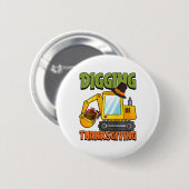 Kinder graben Erntedank Tag Cooler Baggerturke Button (Vorne & Hinten)
