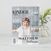 Kinder Grad Black Foto Magazine Cover Einladung (Stehend Vorderseite)