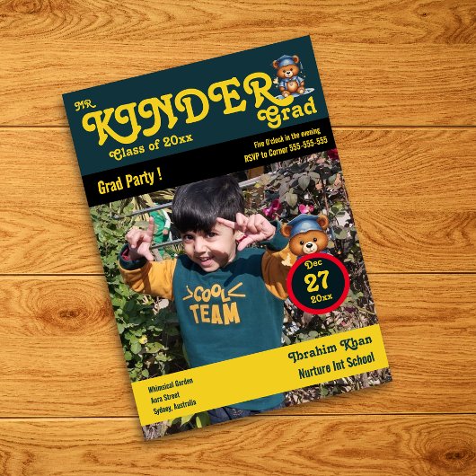 Kinder grad Niedlich Yellow Foto Magazine Cover Einladung