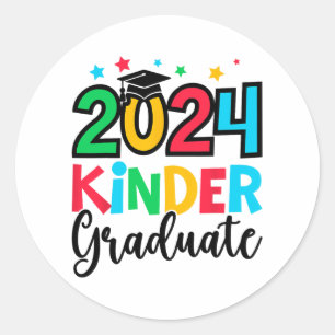 Kinder Graduate Kindergarten 2024 Abschluss Gesche Runder Aufkleber
