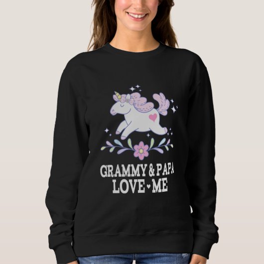 Kinder Grammy und Papa Liebe Me Enkelin Unicorn Sweatshirt (Vorderseite)