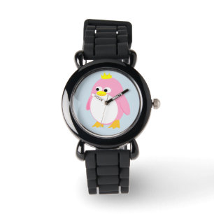 Kinder Grau Glitzer Strap Princess Pinguin Watch Armbanduhr