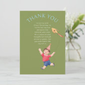 Kinder Green Birthday Boy Thankyou Picnic Card Dankeskarte (Stehend Vorderseite)