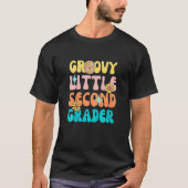 Kinder Groovy Kleine zweite Klasse zurück zur Schu T-Shirt (Vorderseite)
