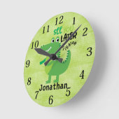 Kinder Grün sehen Sie später Alligator Personalisi Runde Wanduhr (Winkel)