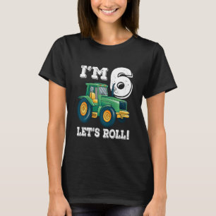 Kinder Grüne Farm Traktor 6. Geburtstagsparty 6 Ja T-Shirt