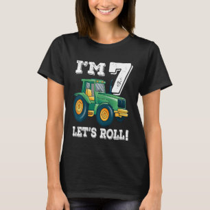 Kinder Grüne Farm Traktor 7. Geburtstagsparty 7 Ja T-Shirt