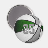 Kinder haben grüne graue Teamfarben Basketball Magnet (Vorderseite/Rückseite)