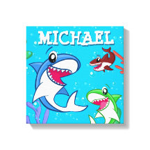 Kinder Hai Cartoon Unterwasser Blaues Meer
