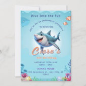 Kinder Haifische Party Einladungen mit Meereslebew (Vorderseite)