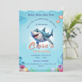 Kinder Haifische Party Einladungen mit Meereslebew (Stehend Vorderseite)