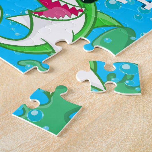 Kinder Haifischfisch Cartoon unter Wasser Blauer O Puzzle (Seite)