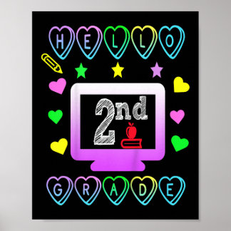 Kinder Hallo 2. Klasse ersten Tag der Schule Spaß  Poster