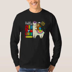 Kinder Hallo 6. Klasse Faultier Reitet Lama Zurück T-Shirt