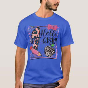 Kinder Hallo Erste Klasse rosa Leopard 1. Klasse z T-Shirt