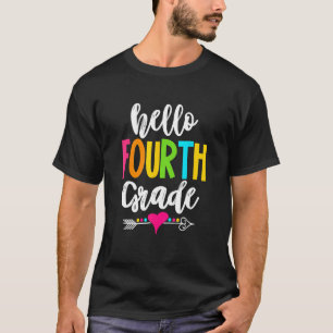 Kinder Hallo Viertklassige Lehrer glücklich Erster T-Shirt