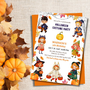 Kinder Halloween 5. Geburtstagsparty Kostüm Kürbis Einladung