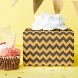 Kinder Halloween Chevron Orange Schwarz Geschenkpapier