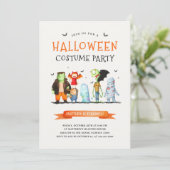 Kinder Halloween Costume Geburtstagsparty Einladung (Stehend Vorderseite)