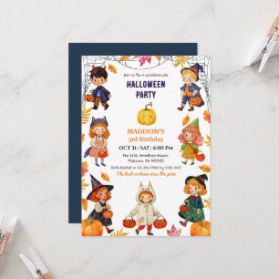 Kinder Halloween-Geburtstagsfeier Kostüm Kürbis sü Einladung