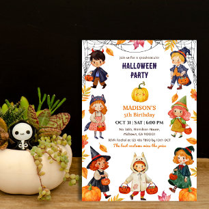Kinder Halloween-Geburtstagsfeier Kostüm Kürbis sü Einladung
