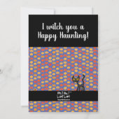 Kinder Halloween Hexenkürbis & Fledermäuse Geburts Einladung (Rückseite)