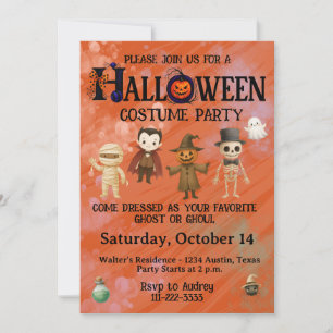 Kinder Halloween Kostüm Party Einladung
