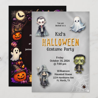 Kinder Halloween-Kostüm-Party-Einladung Karte