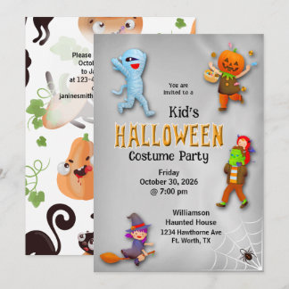 Kinder Halloween-Kostüm-Party-Einladung Karte