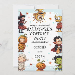 Kinder-Halloween-Kostüm-Party Süßer kleiner Mons Einladung
