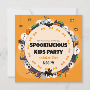 Kinder Halloween-Party einladen - Spookilicious Einladung