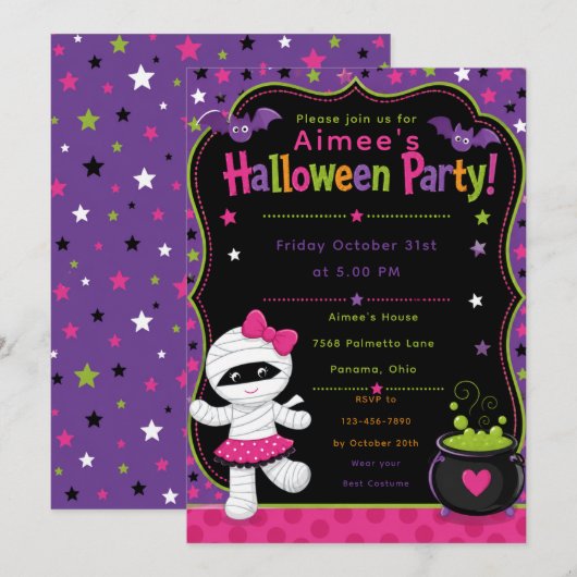 Kinder-Halloween-Party Einladung (Vorne/Hinten)