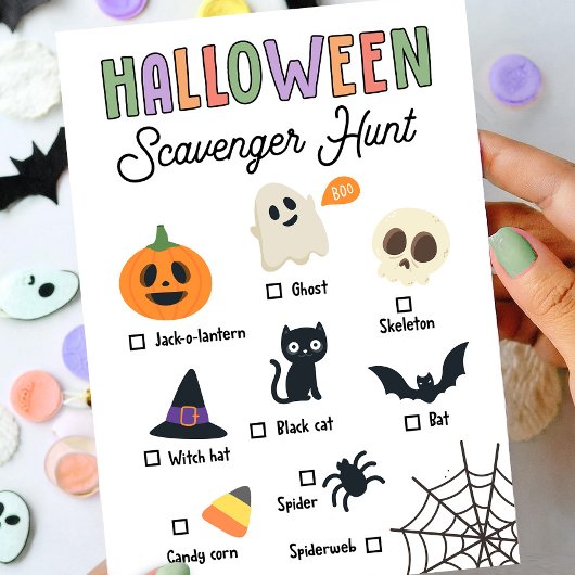 Kinder Halloween Scavenger Jagdkarte Einladung